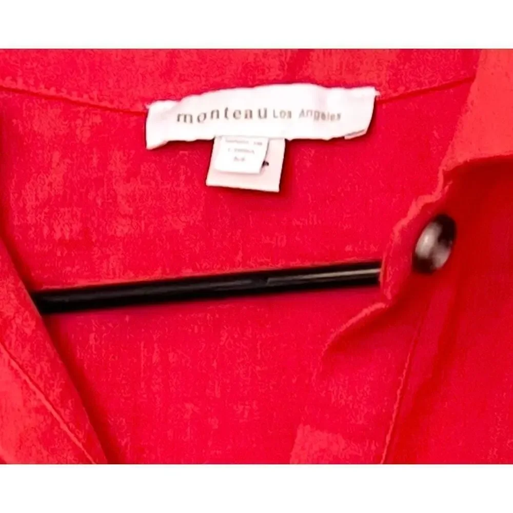 MONTEAU orange sleeveless button up Preppy Academia coastal top NWOT Sz M - Picture 2 of 6